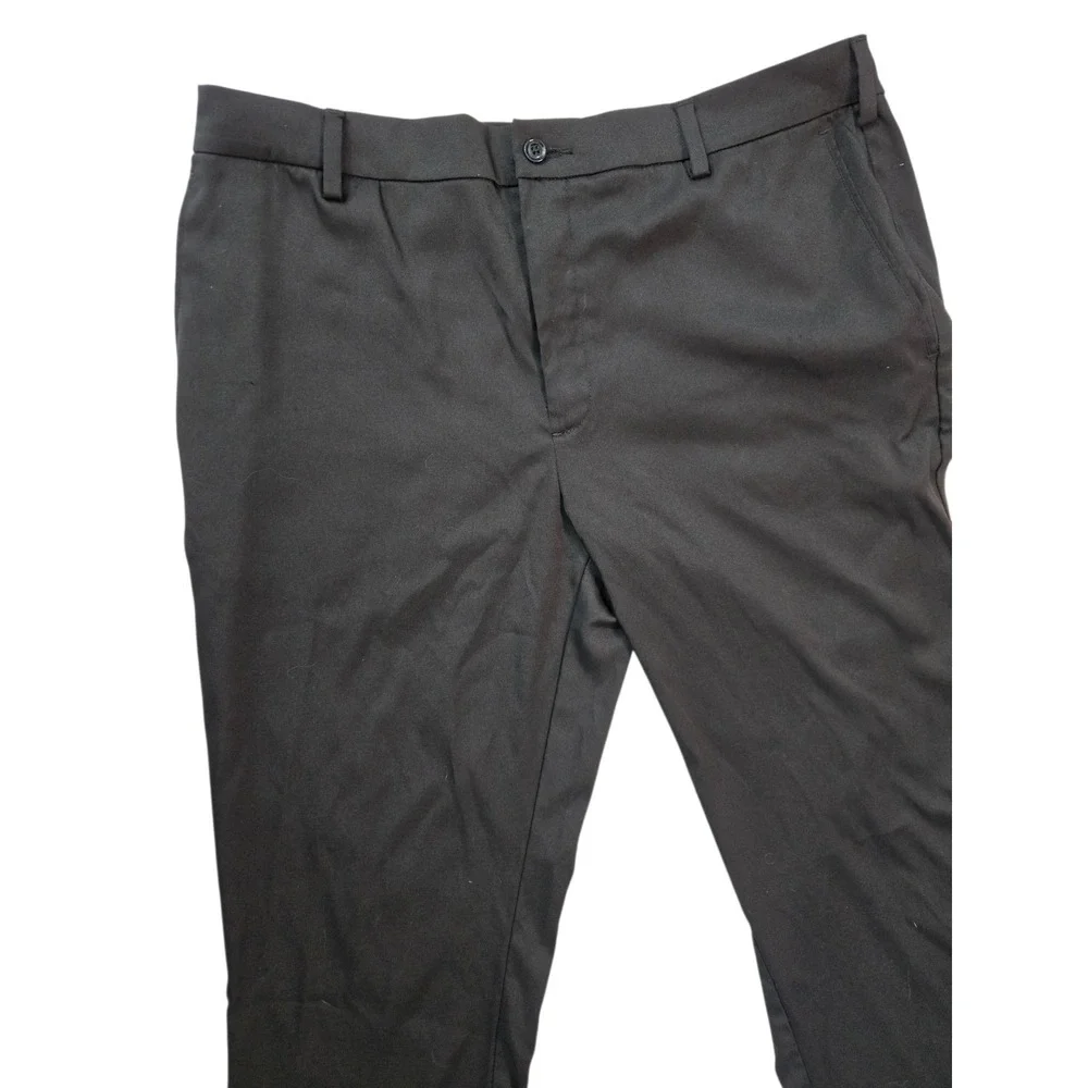 Savane Men's Black Dress‎ Pants Slacks 36x32 Flat Front Performance Stretch